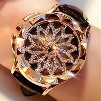2020 חם שעון נשים ריינסטון שעוני נשים עור שעונים גדול חיוג צמיד נשים שעון יד קריסטל Relogio Feminino השעון