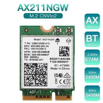 AX211NGW Wifi 6E M. 2 מקש E Cnvio2 Dual Band 2.4 Ghz/5Ghz רשת אלחוטית כרטיס חלקי חילוף ערכת Bluetooth 802.11 Ac מתאם 5.2