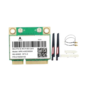 MPE-AXE3000H WiFi מתאם כרטיס+אנטנת WiFi 6E 2400Mbps Mini PCI-E עבור BT 5.2 802.11 AX 2.4 G/5G/6Ghz כרטיס רשת Wlan
