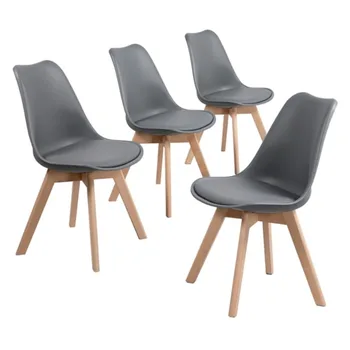 אלדן עיצוב אמצע המאה מודרני מרופדות כסאות אוכל, סט של 4, אפור
