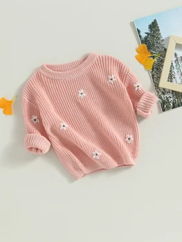 התינוק לסרוג סוודר השרוול הארוך V-צוואר פסים חמה קט העליון תינוק סתיו חורף בגדים
